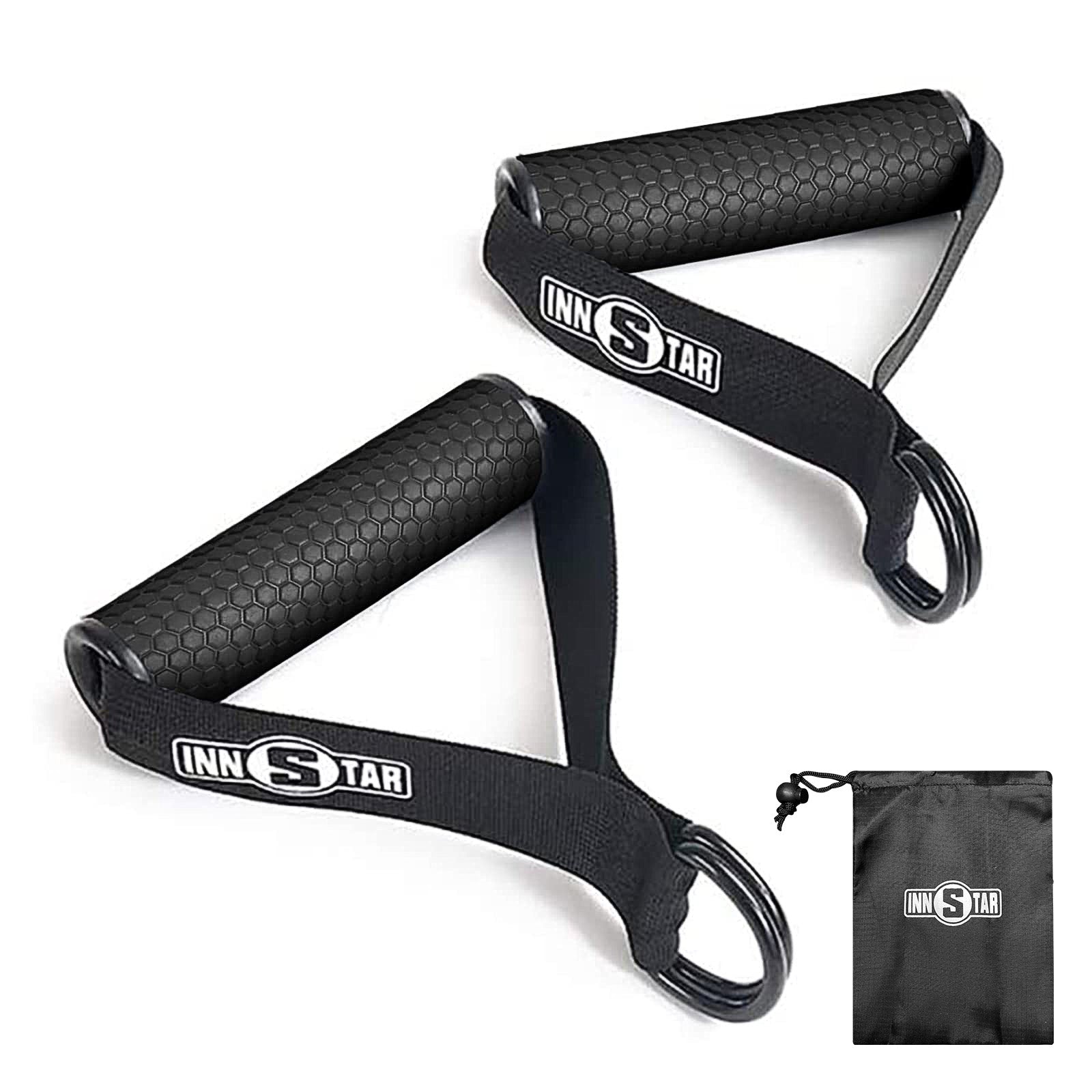 INNSTAR Upgraded Heavy Duty Exercise Handles, Cable Machine Attachments Resistance Bands With Solid ABS Core Grips, Fitness Strap Stirrup Cable Attachment