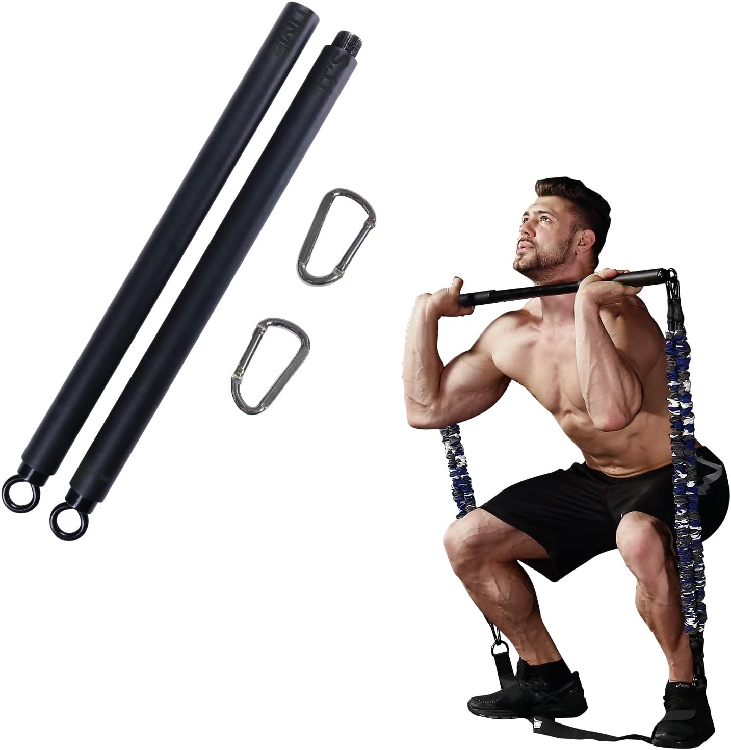 INNSTAR Portable Home Gym Set with Workout Bar and Carabineer Clips